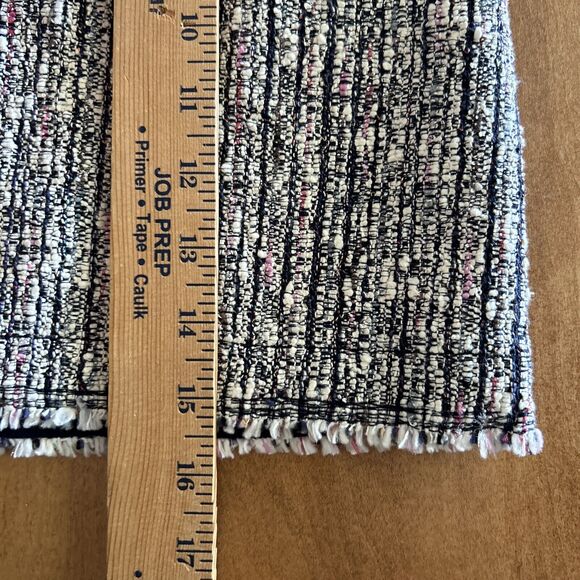 Theory Skirt 6 Small Mini Tweed Knit Raw Hem Exposed Zip Black White Red Boho - Picture 12 of 14